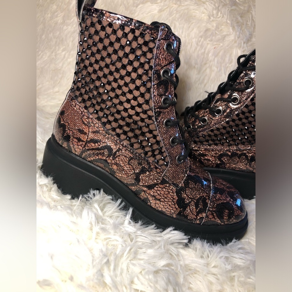 Steve Madden Brown and Black Studded Combat Boots